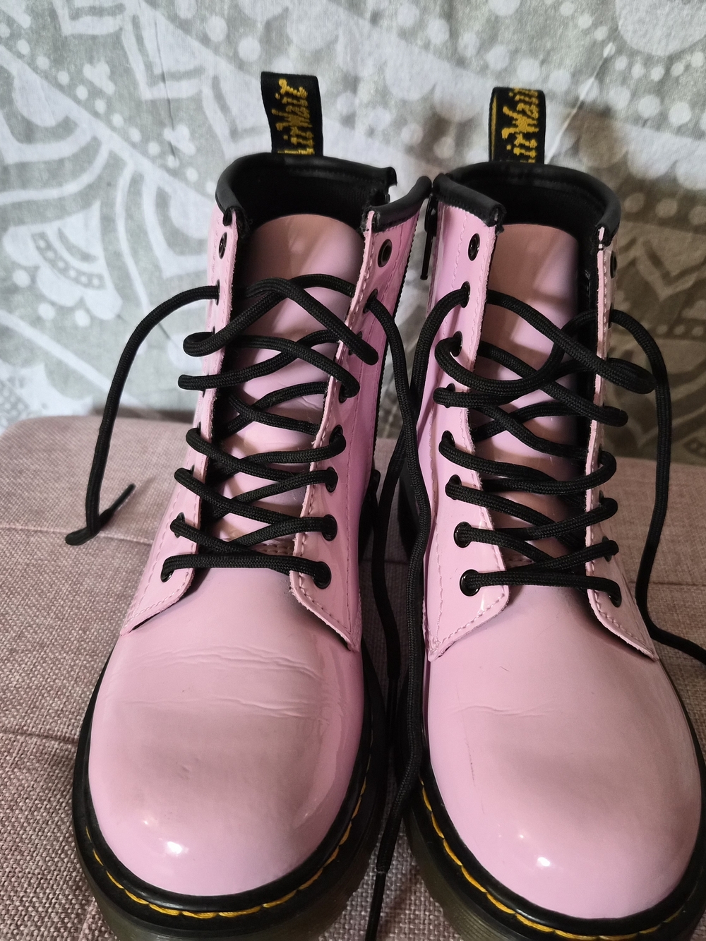 Dr. Martens Pink Kid's Lace-Up Combat Boots - Size 2US